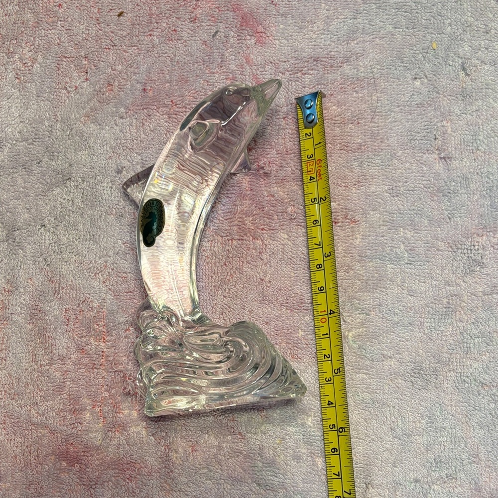 Vintage Waterford Crystal Clear and Blue Dolphin Figurine- 1999 - Picture 7 of 7